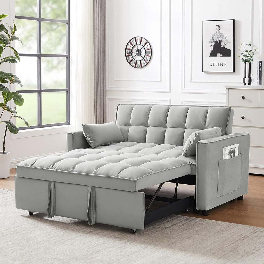 Gray Full Pull Out Sofa Bed with Pillows X74373