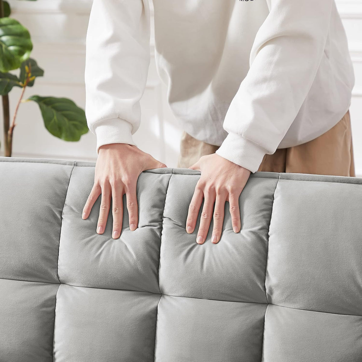 Gray Full Pull Out Sofa Bed with Pillows X74373