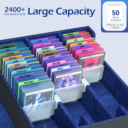 4-Row Trading Card Storage Box with 50 Sleeves & 24 Dividers D7426