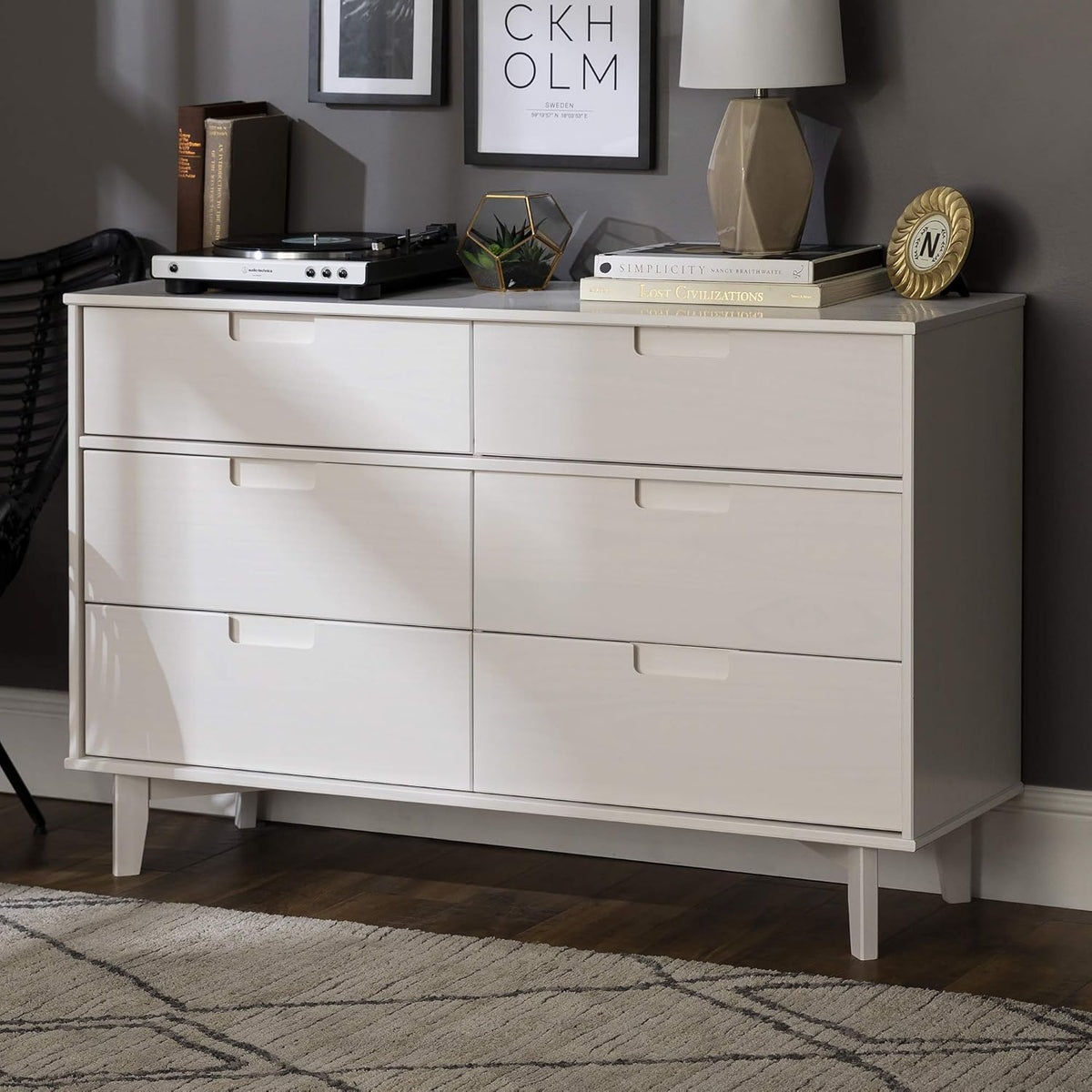 3 Drawer Mid Century Modern Wood Dresser R6860