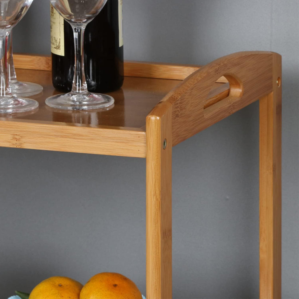Side Table with Three-Tier Storage and Four Wheels W25372