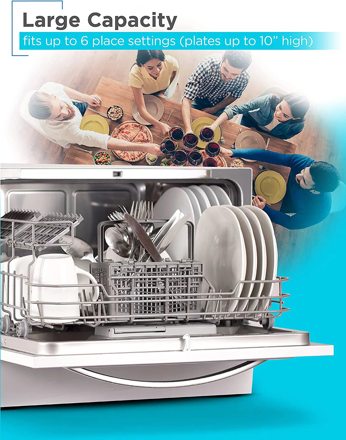 Compact Countertop Dishwasher, 6 Place Settings, White J275
