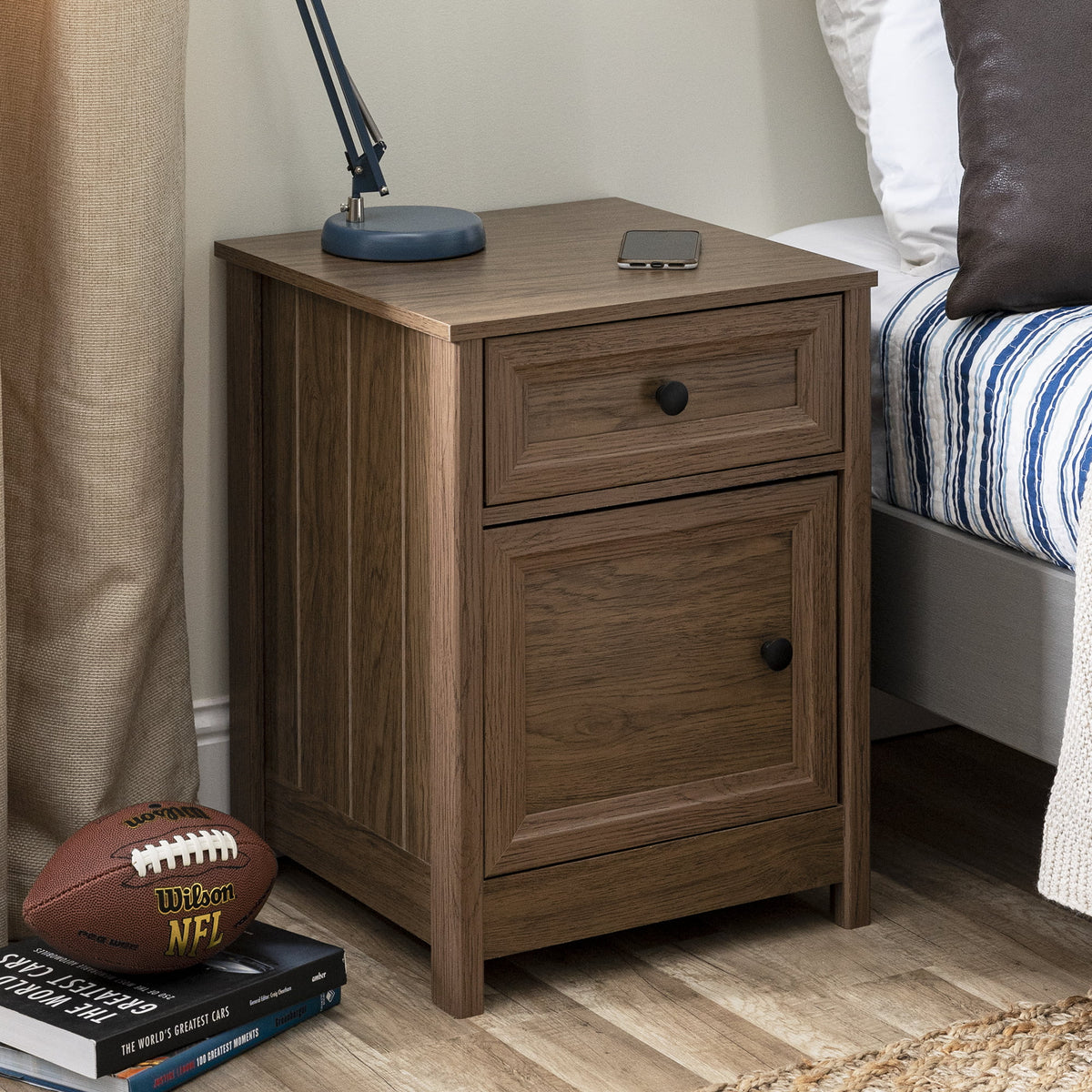 Dark Walnut 1 Door and Drawer Nightstand H56633