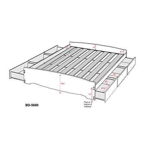 Full 6-Drawer Platform Storage Bed, White P493247