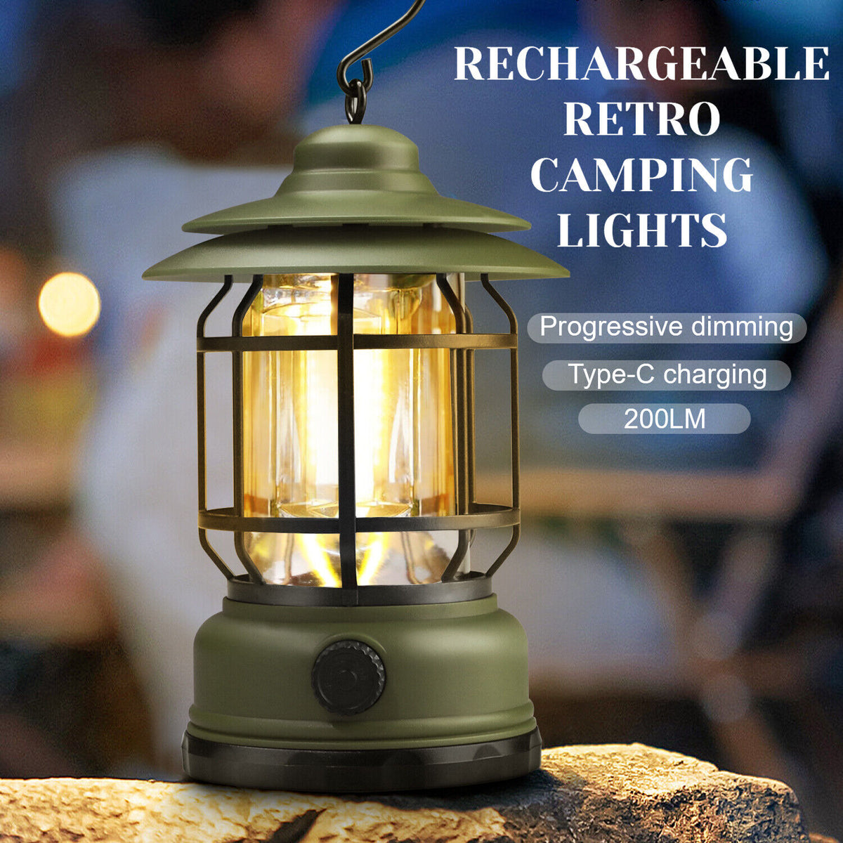 USB Rechargeable LED Camping Lantern Flashlight Lamp L113362