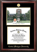 Gold Embossed Diploma Frame with Campus Images Lithograph T24443