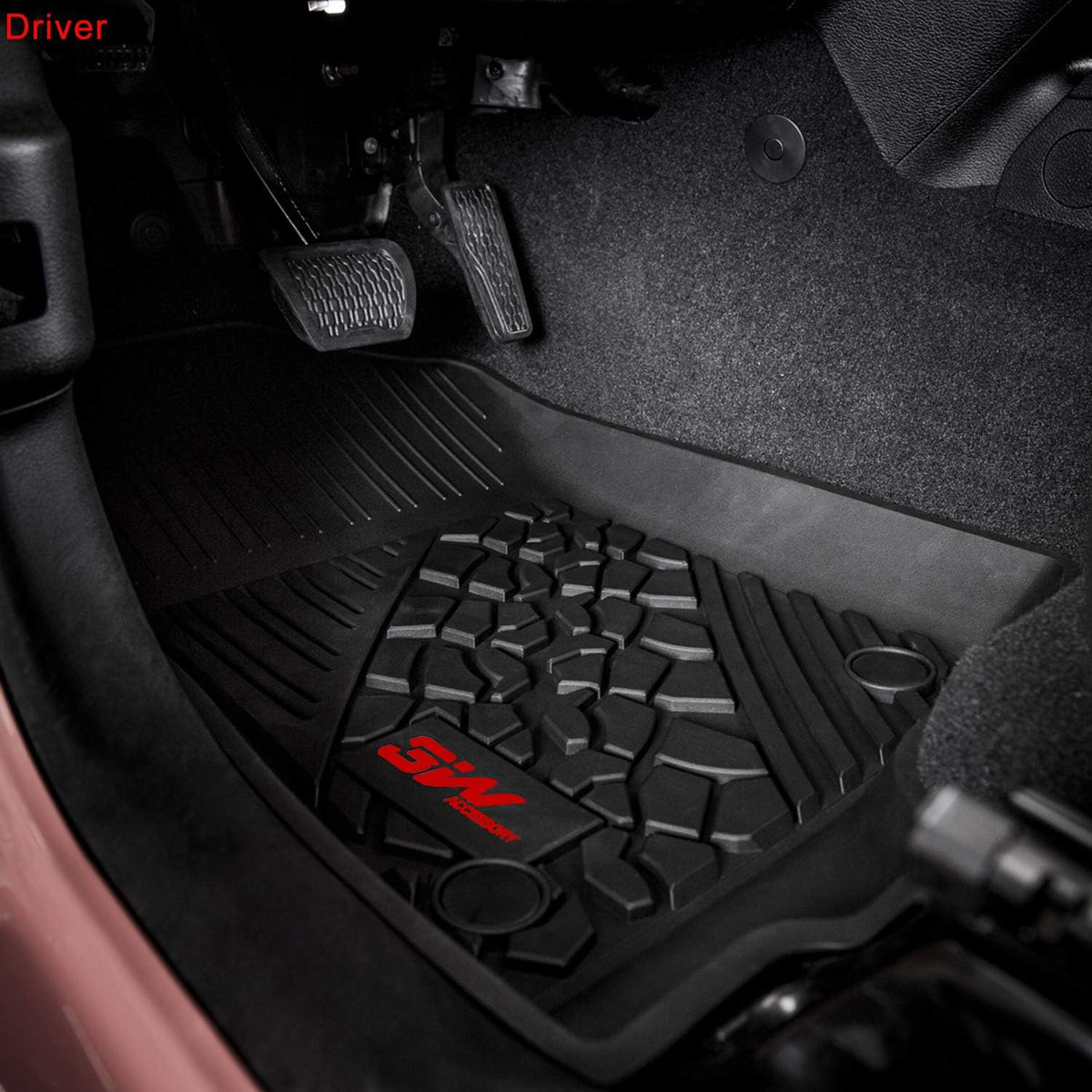3W Floor Mats for Jeep Wrangler JL 2018-2021 TPE Floor Liner Full Set Black K50586