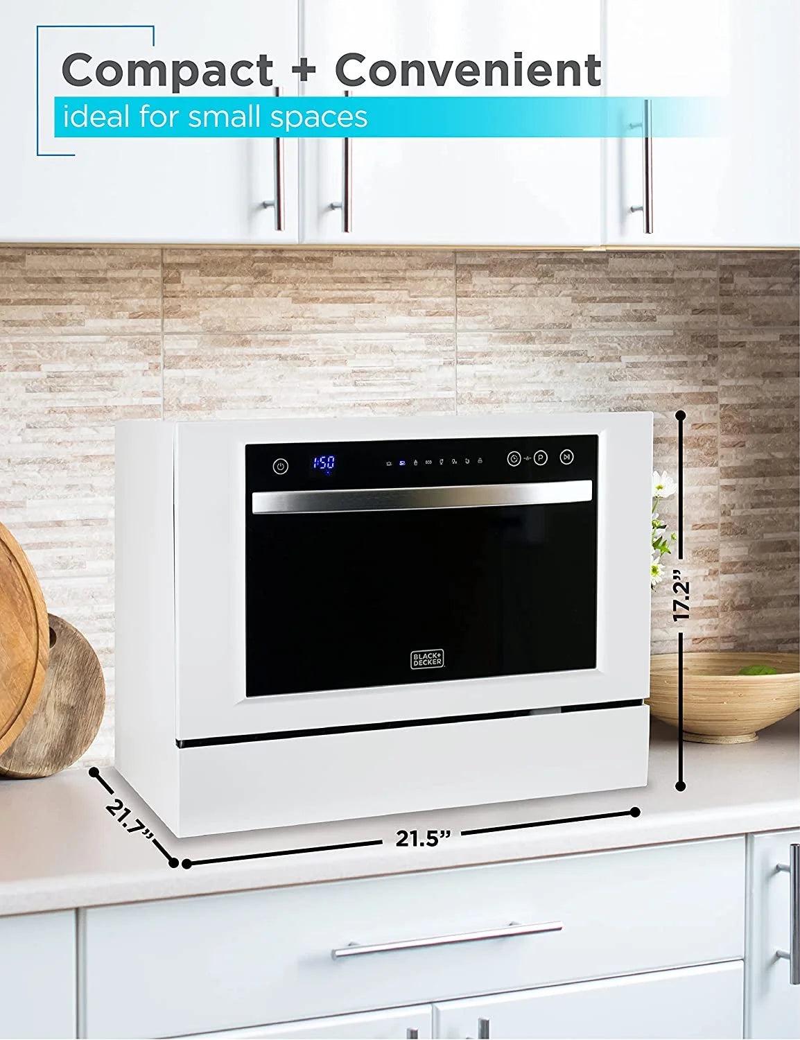 Compact Countertop Dishwasher, 6 Place Settings, White J275