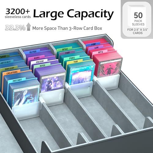 4-Row Trading Card Storage Box with 50 Sleeves & 24 Dividers D7426