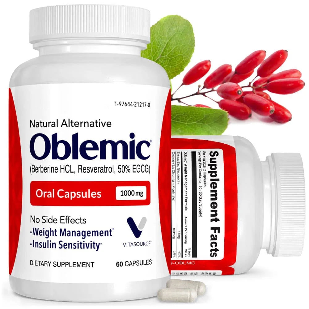 Natural Oral Capsules, Plant Based Blend, Berberine, 1000mg, 60 Capsules F380045