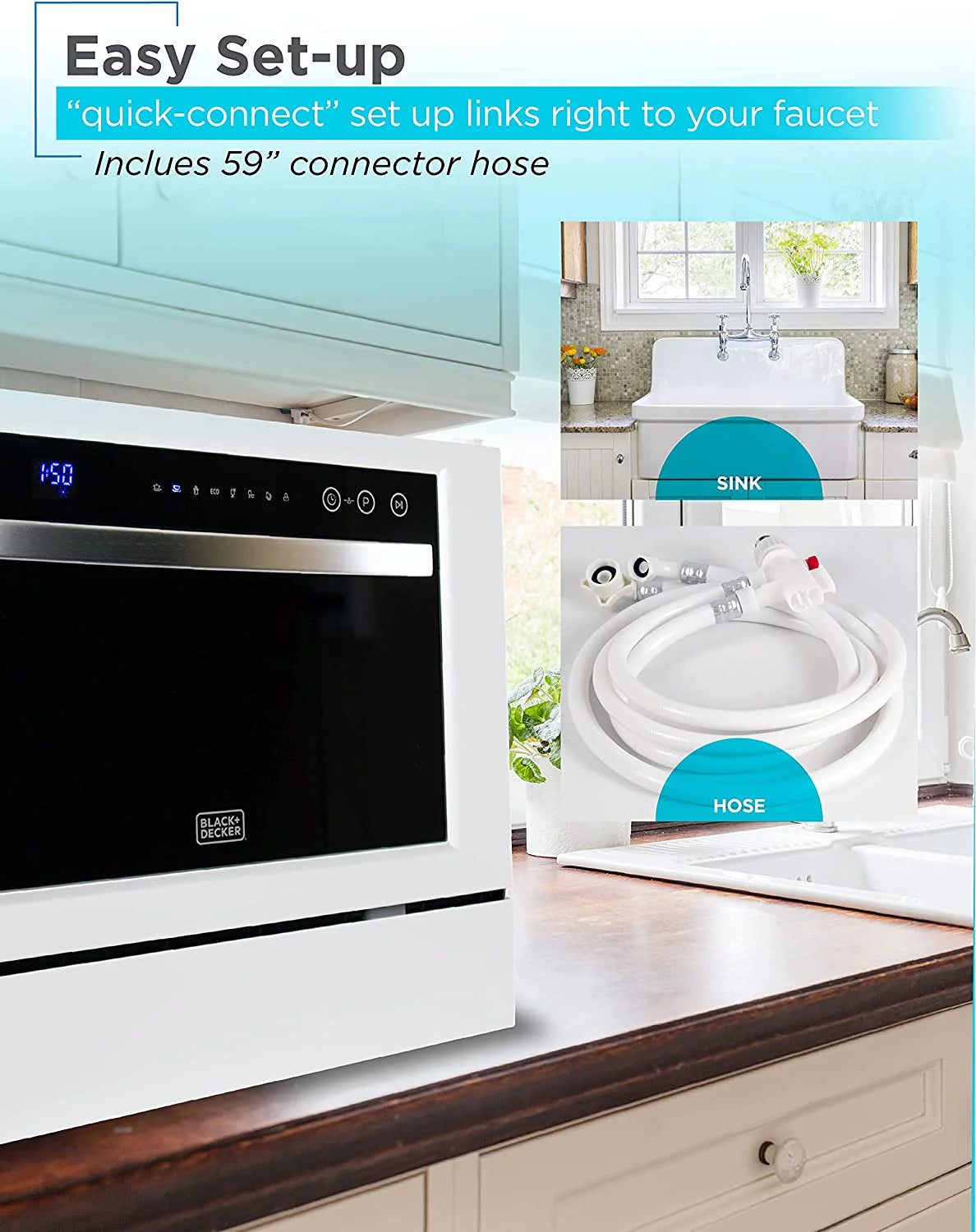 Compact Countertop Dishwasher, 6 Place Settings, White J275