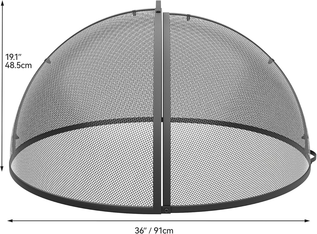 Heavy-Duty Fire Pit Spark Screen with Handle and Poker H264