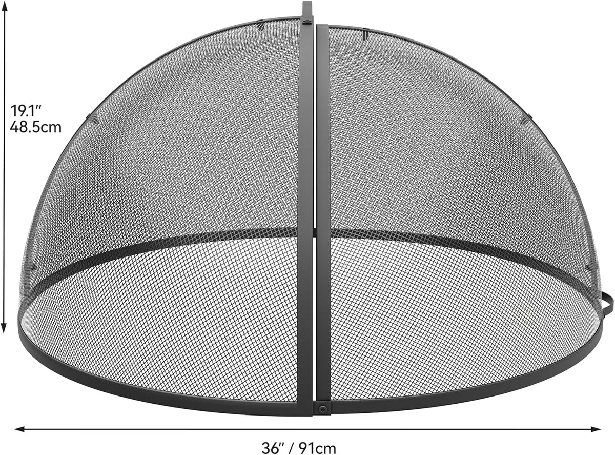 Heavy-Duty Fire Pit Spark Screen with Handle and Poker H264