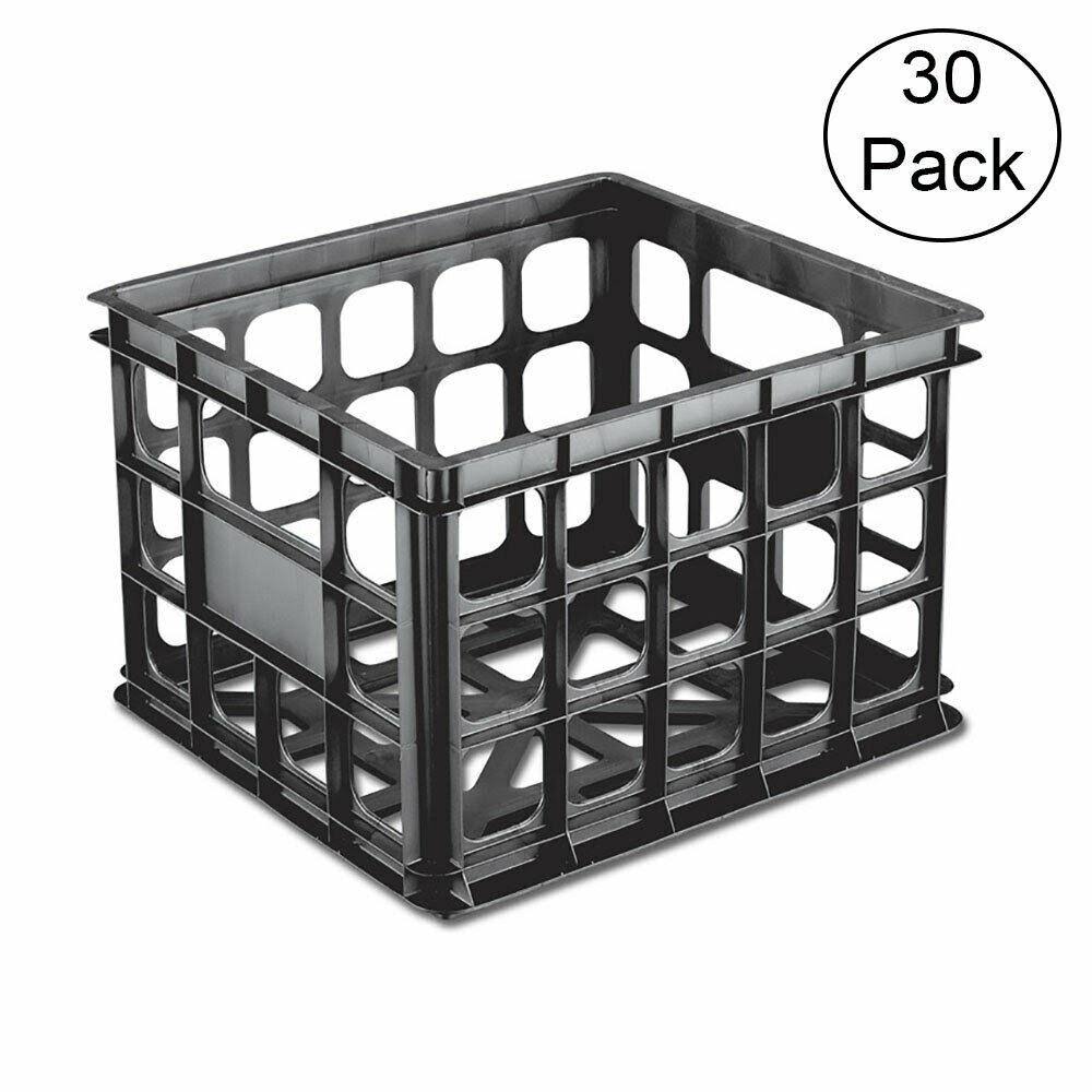 Plastic Black Storage Box Crate 30 Pack W60594