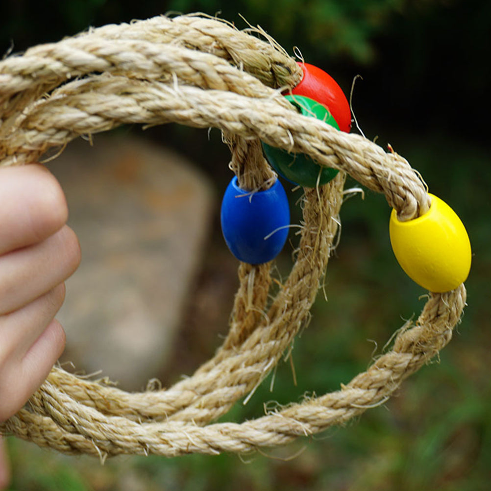 Natural Rope Ring Toss Game Toy 8 PCS R960