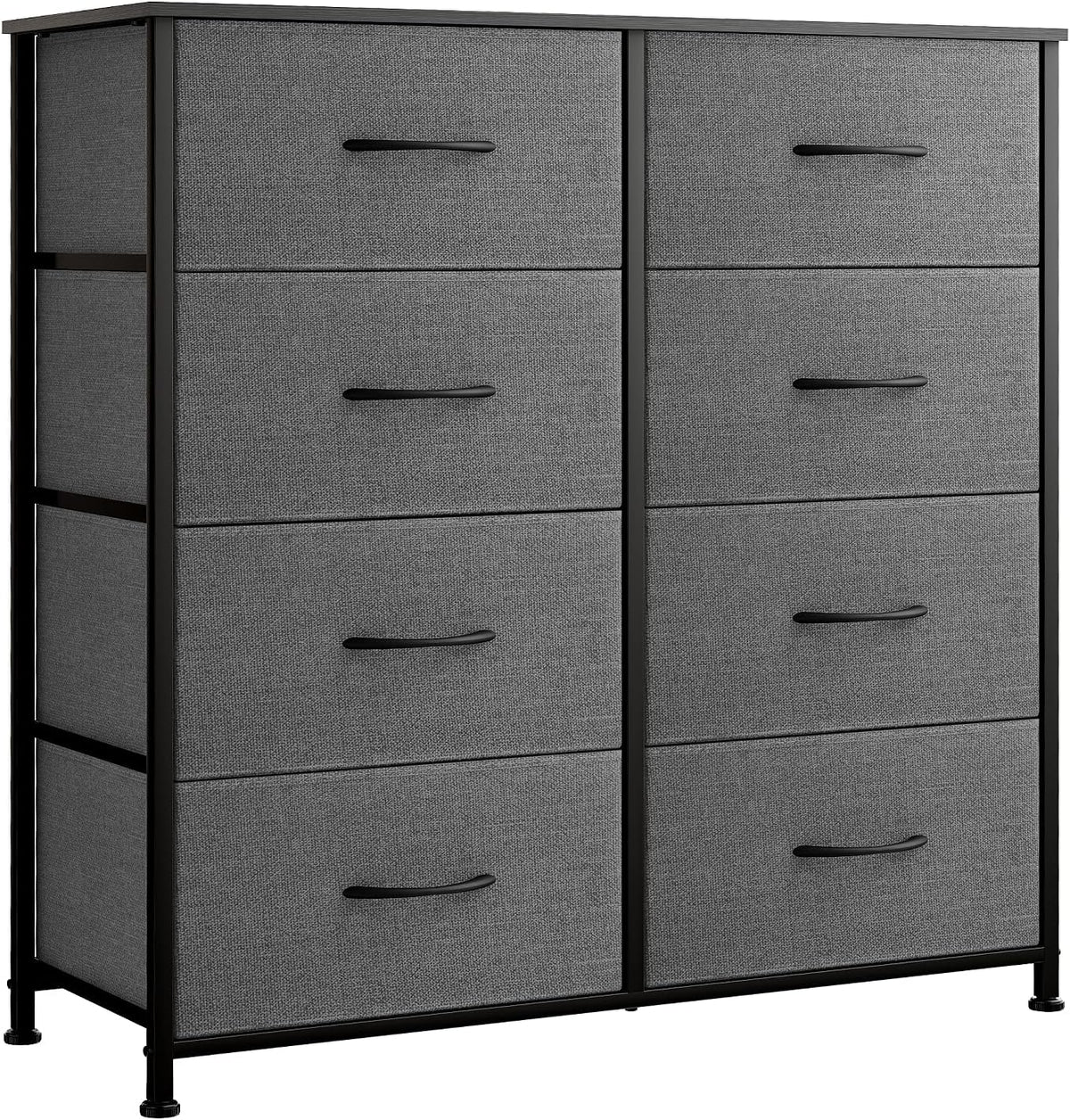 Black 8 Drawer Fabric Storage Tower with Wood Top O74693