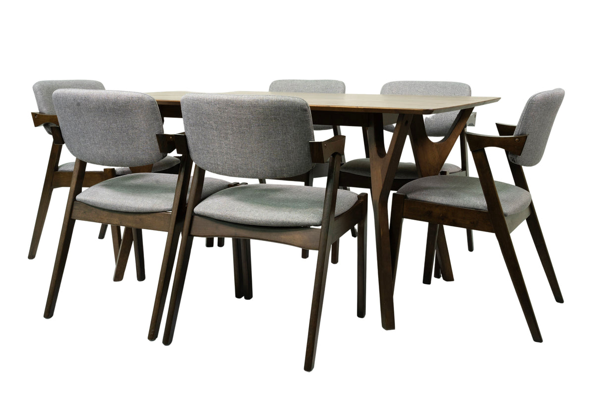 7-Piece Solid Wood Dining Table and 6 Chairs J82602