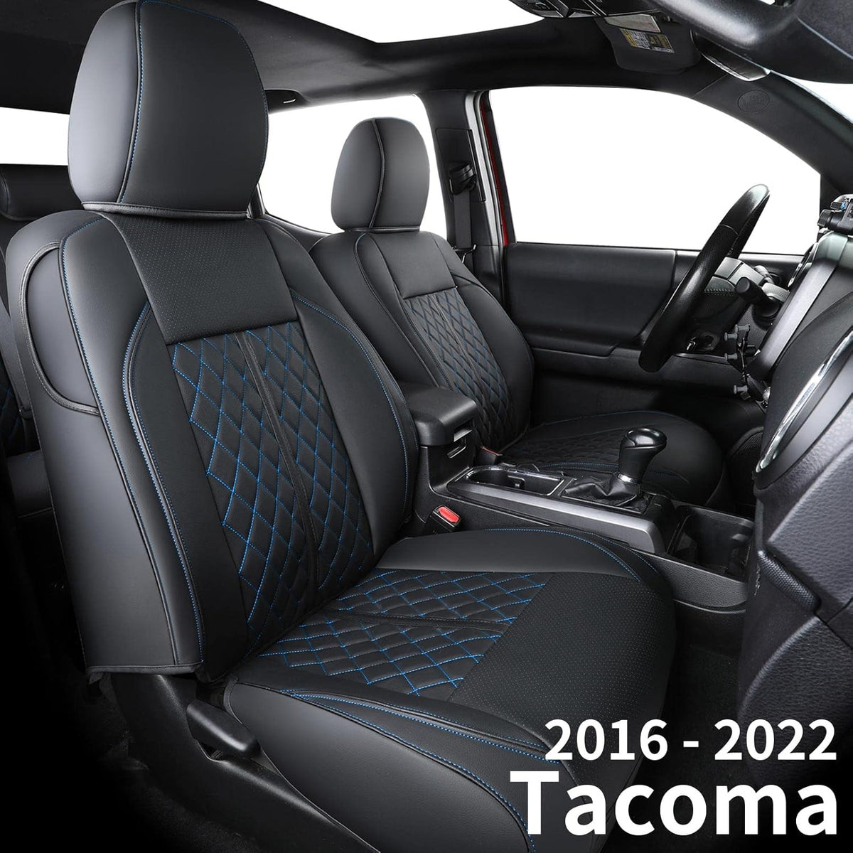Black Water Proof Faux Leather Seat Covers for Tacoma Crew Cab K624