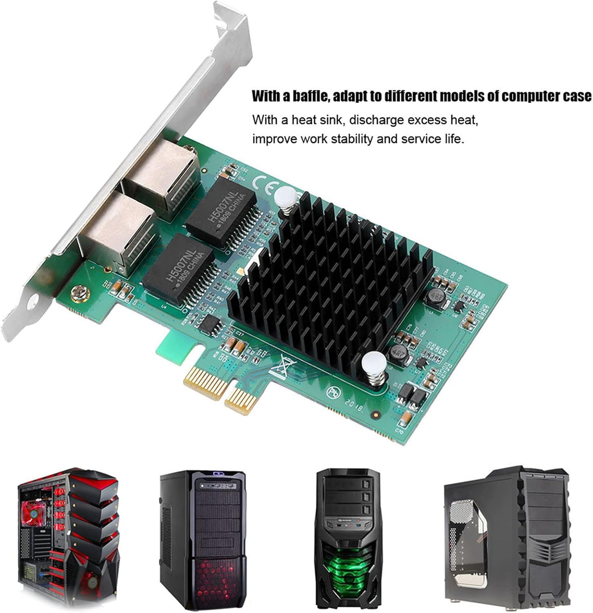 WiFi Card, Dual Port Gigabit Network with Baffle R1590