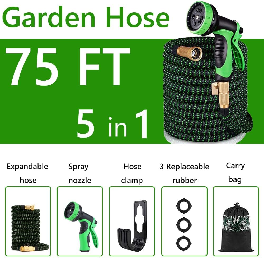 Expandable Garden Hose 75FT Pack of 2 with Spray Nozzle Z849