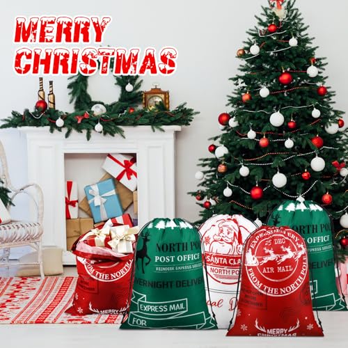 8 Pcs Christmas Drawstring Gift Bags M664651