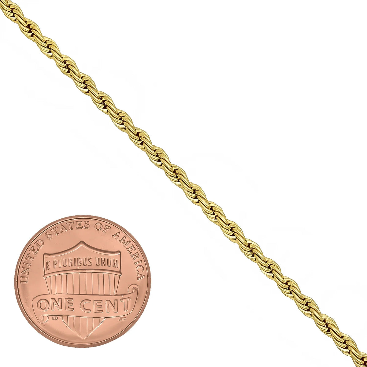 14k Yellow Gold Plated Twisted Rope Chain Necklace, 22 inches O96365