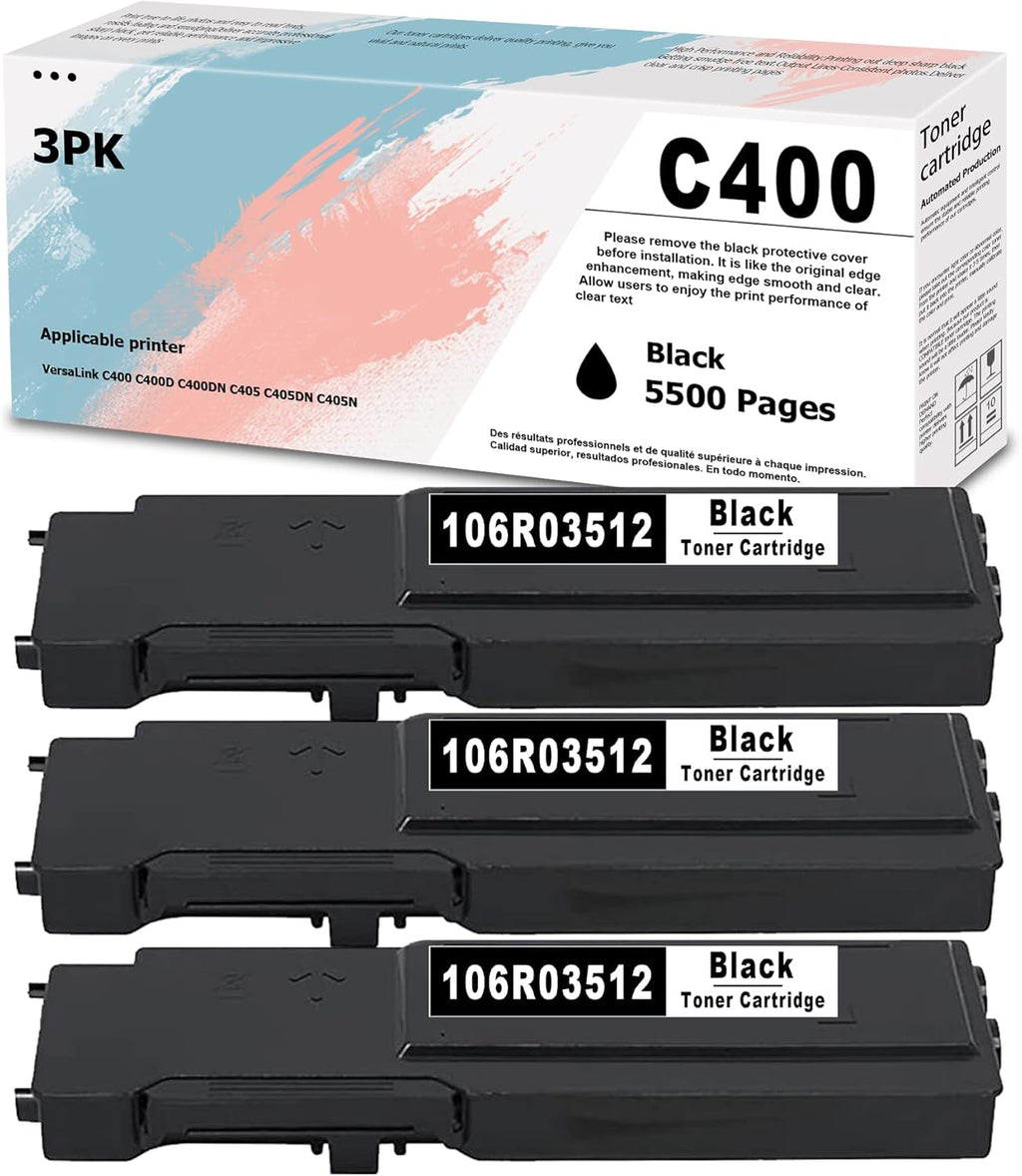 3 Pack Black Toner Cartridge for Xerox C400 C405 Printer R952
