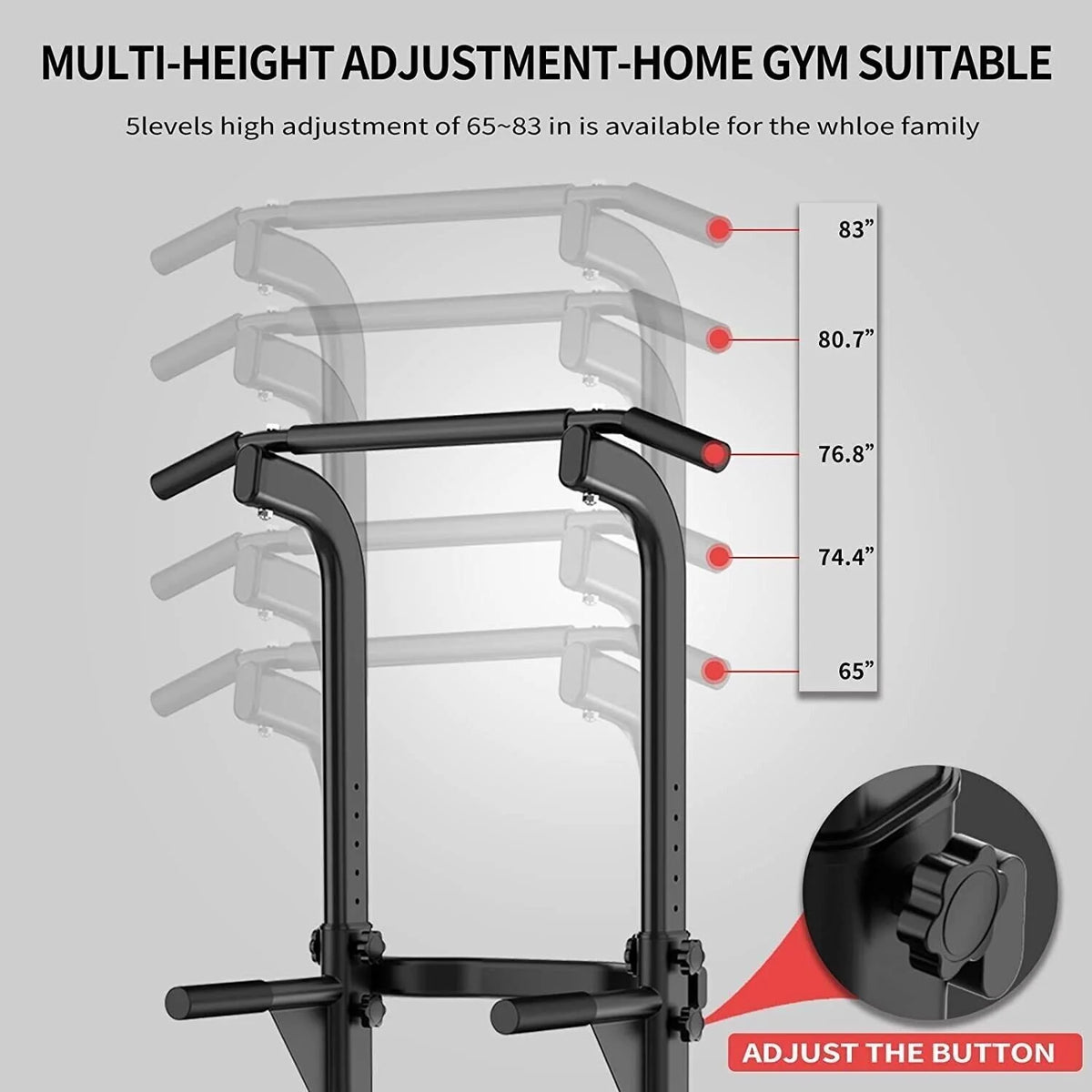 Adjustable Height Power Tower Dip Station I17025