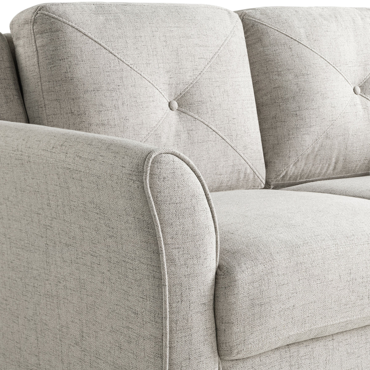 Beige Fabric Loveseat with Curved Arms H9919