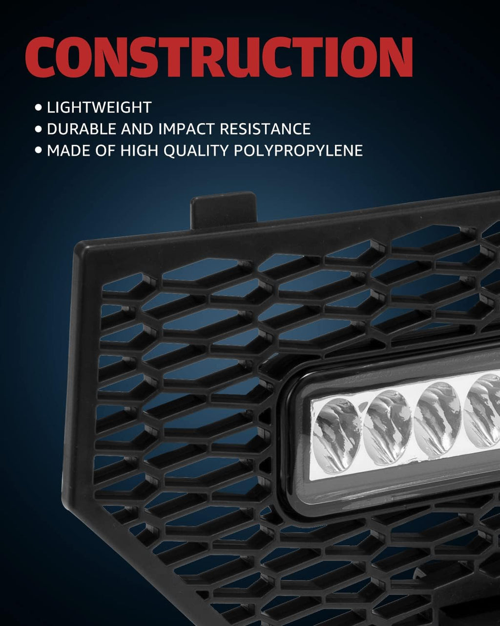 Black Front Mesh Grill with LED Light Bar, Pack of 2 V848415