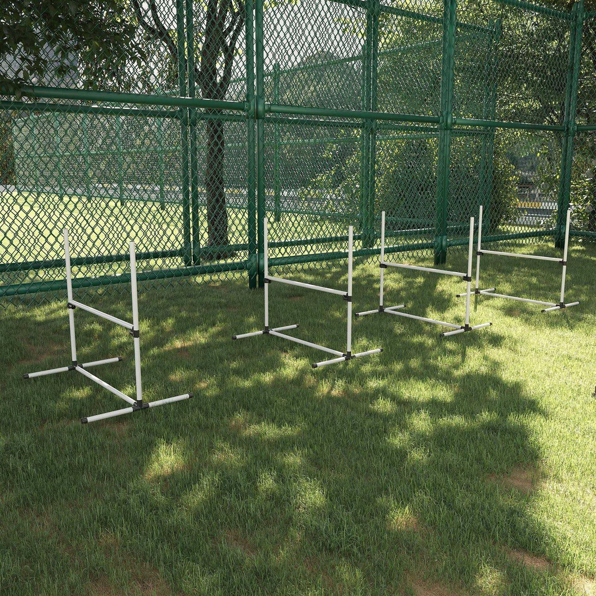 4 Piece Dog Agility Equipment with Adjustable Height Jump Bars A852