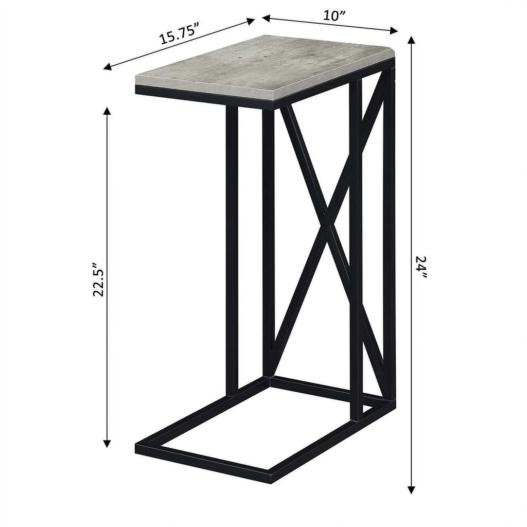 Gray Wood X Metal Frame C End Table Set of 2 P8628