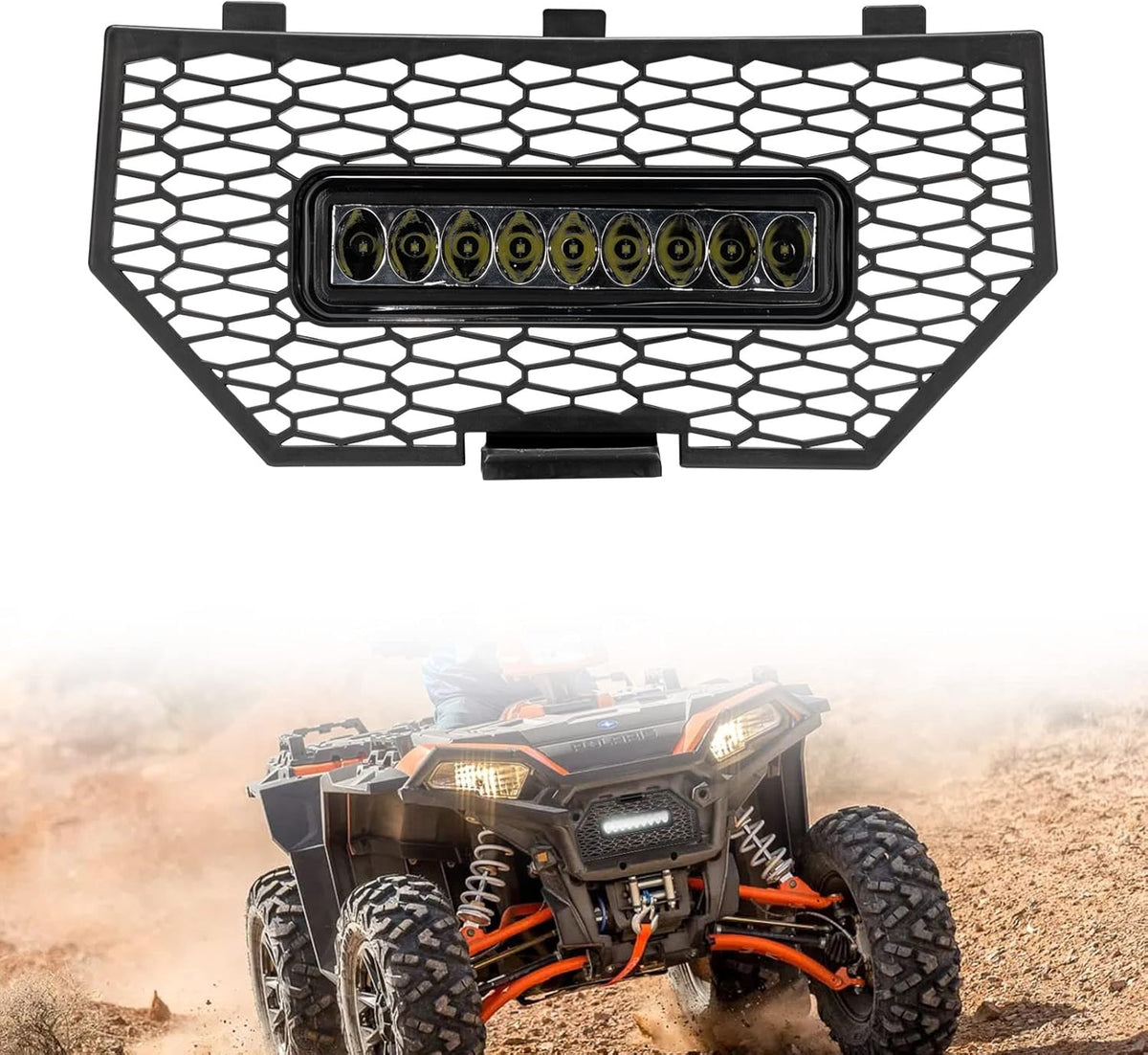 Black Front Mesh Grill with LED Light Bar, Pack of 2 V848415