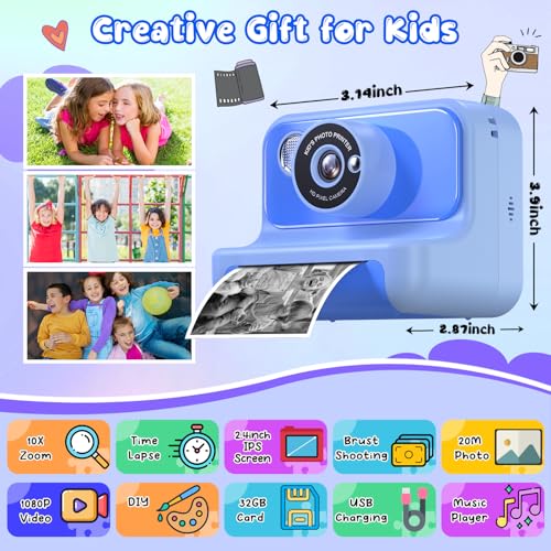 Blue Instant Print Kids Camera with 32GB Card N54018