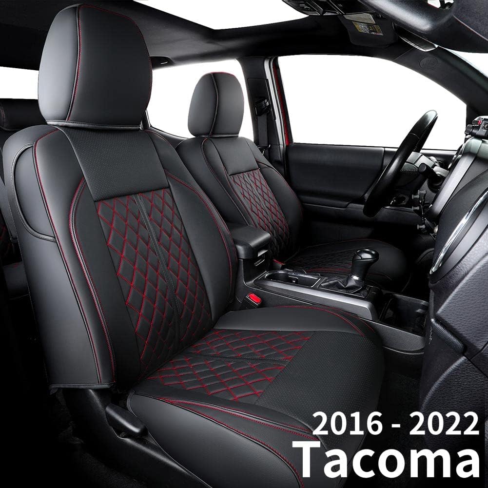 Black Water Proof Faux Leather Seat Covers for Tacoma Crew Cab K624