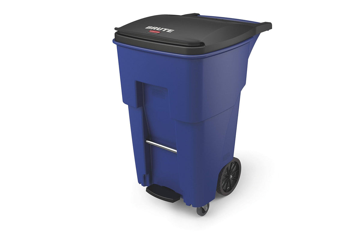 Blue Rectangular Rollout Trash Can C481