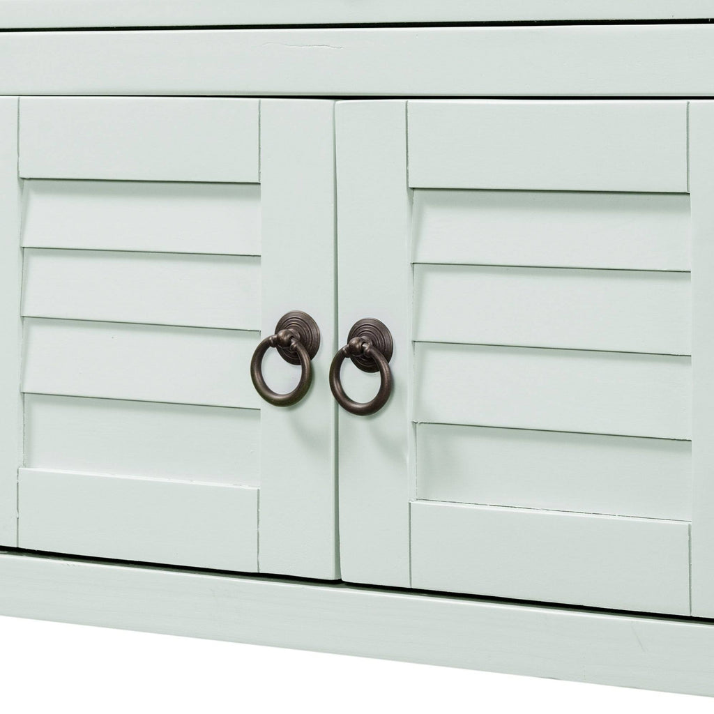 Light Blue Pine Console Table with 7 Drawers and 1 Cabinet and 1 Shelf J287019