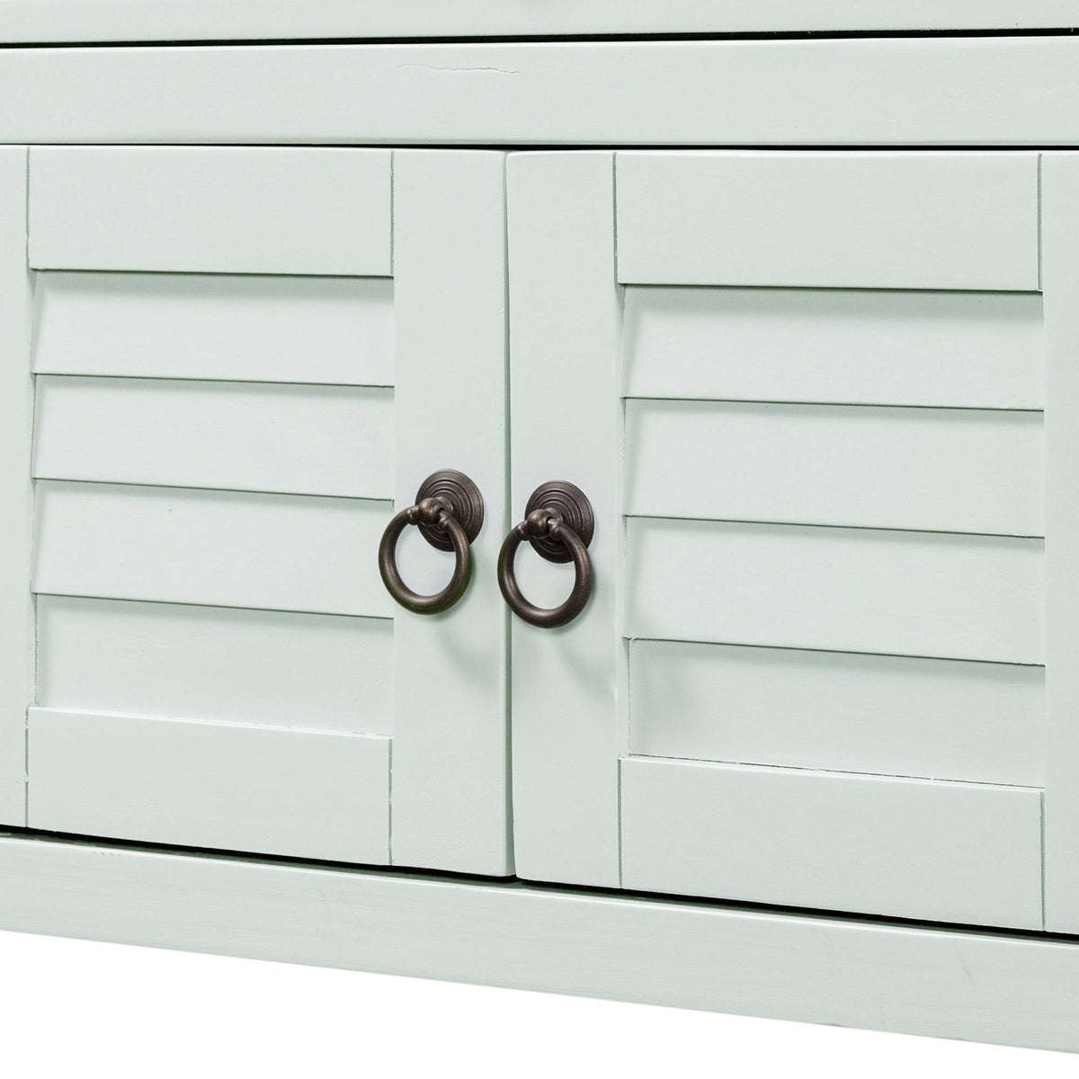 Light Blue Pine Console Table with 7 Drawers and 1 Cabinet and 1 Shelf J287019