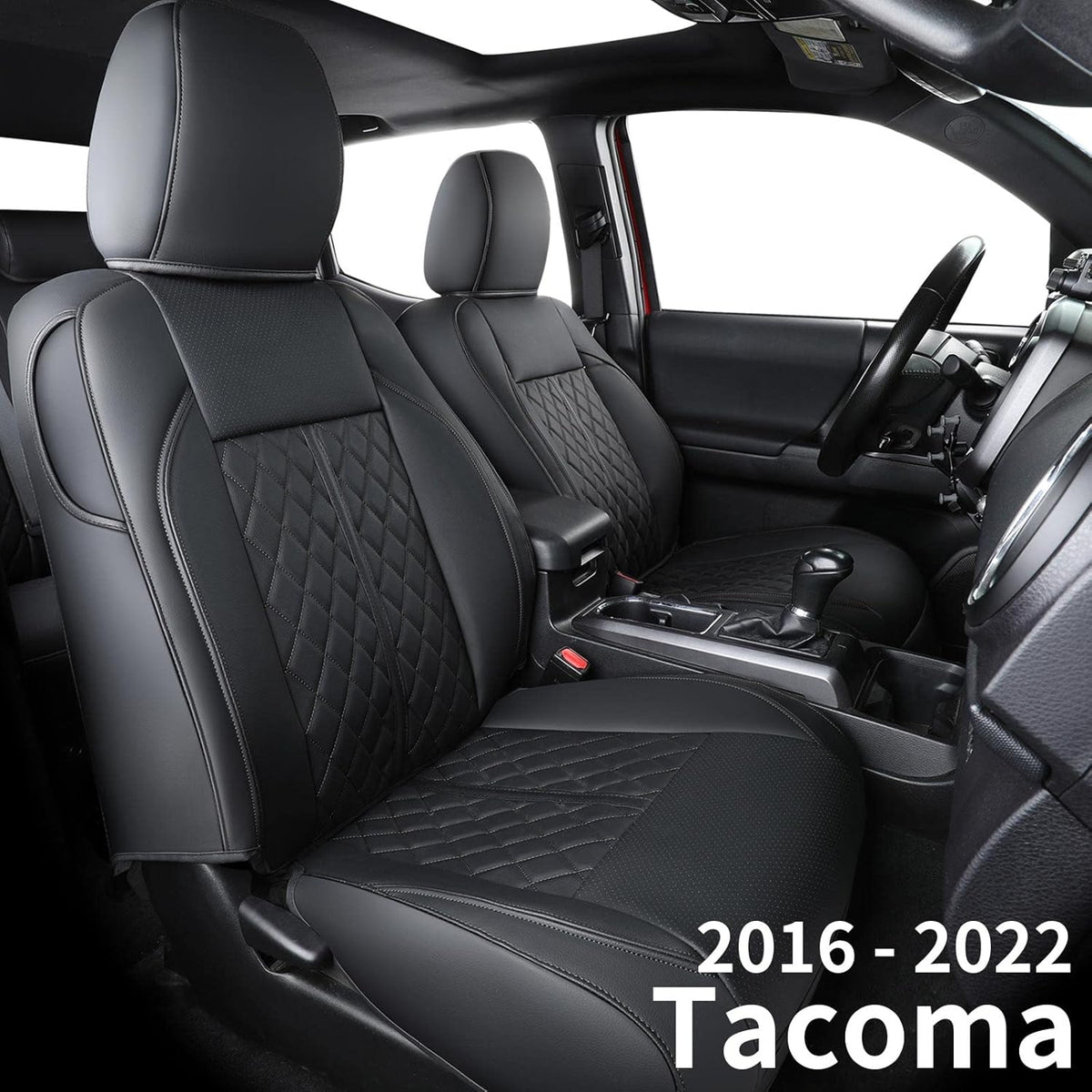 Black Water Proof Faux Leather Seat Covers for Tacoma Crew Cab K624