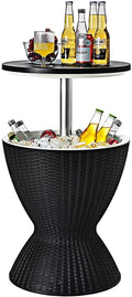 Black Rattan Style Cool Bar Table with 8 Gallon Cooler T5577