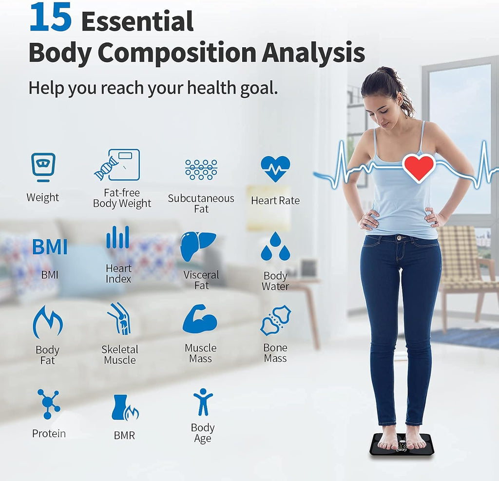 Body Weight and Fat Scale with Bluetooth, 15 Body Composition Analyzer, Pack of 2 S351