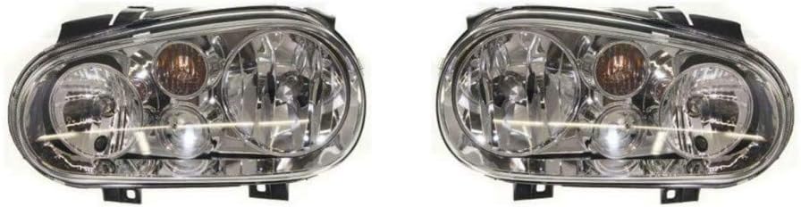 Headlight for 1999-2002 Volkswagen Cabrio Driver and Passenger Side w/Bulbs E6840