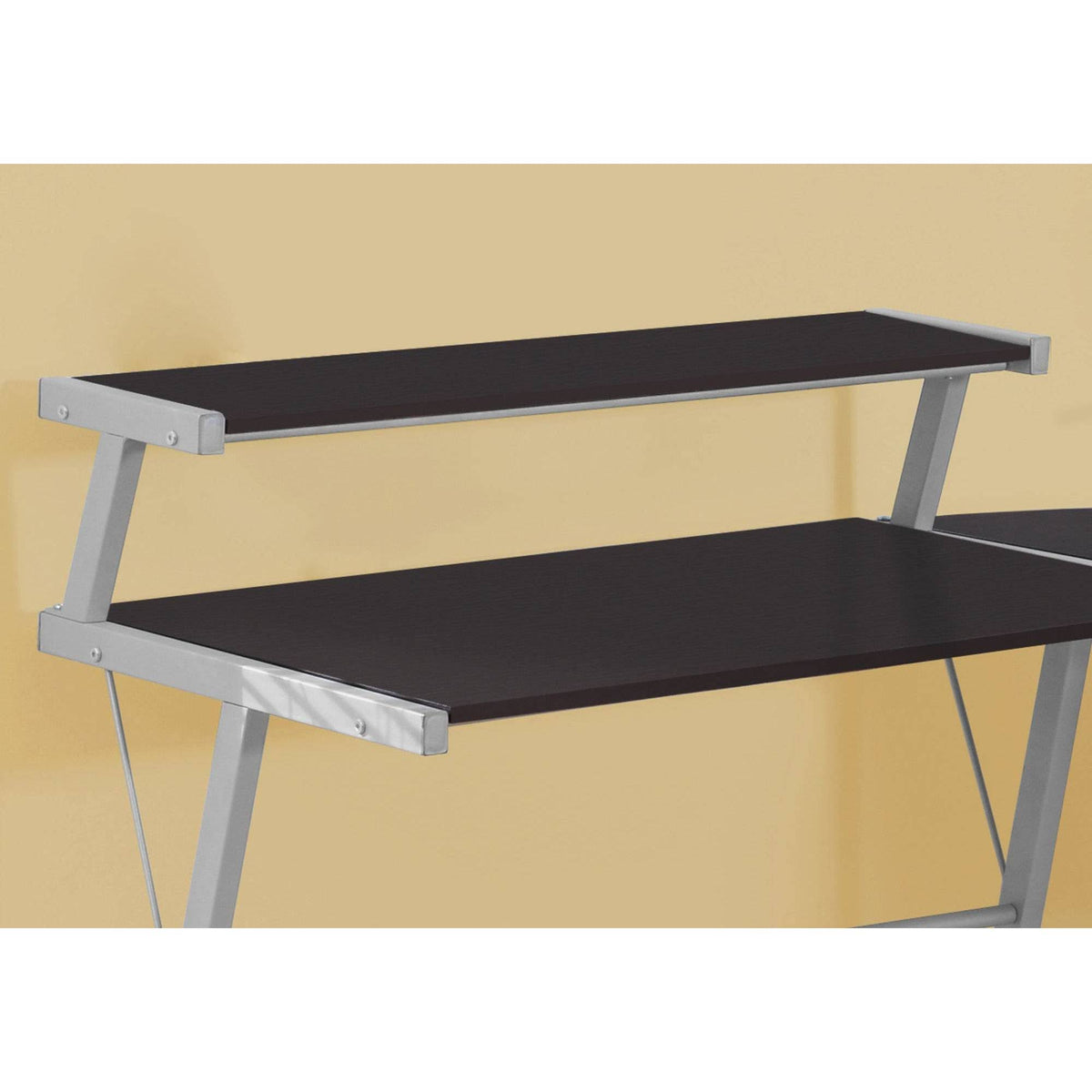 Cappuccino Top Silver Metal Computer Desk W226