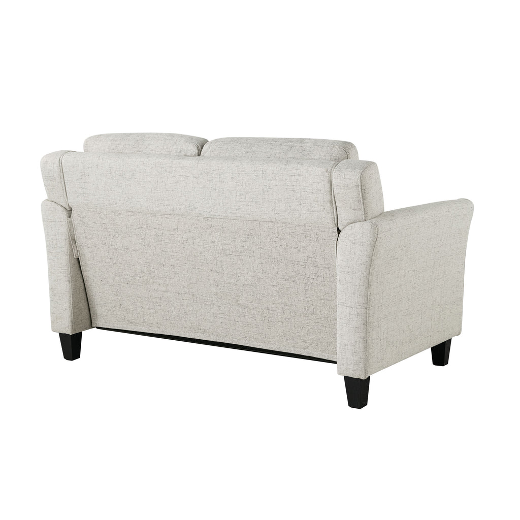Beige Fabric Loveseat with Curved Arms H9919