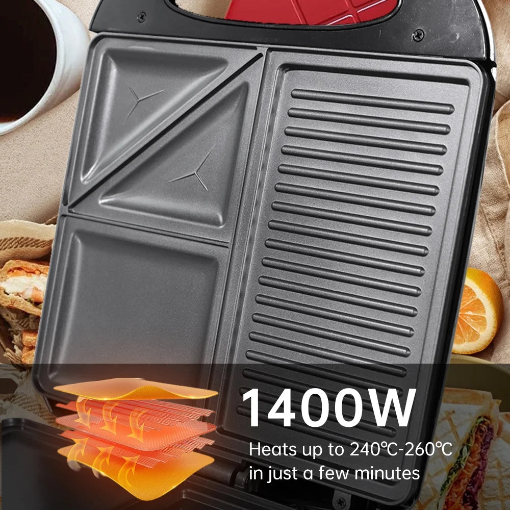 1400W Non-Stick Electric Grill Waffle Maker L558