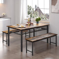 3 Piece Dining Table Set with 2 Benches F603297