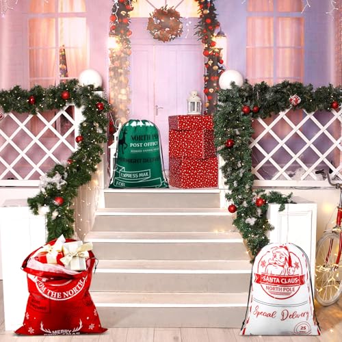 8 Pcs Christmas Drawstring Gift Bags M664651