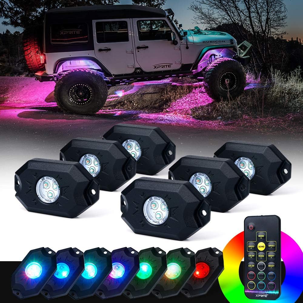 Multicolor Bluetooth LED Rock Lights Kit 6 PCS O336028