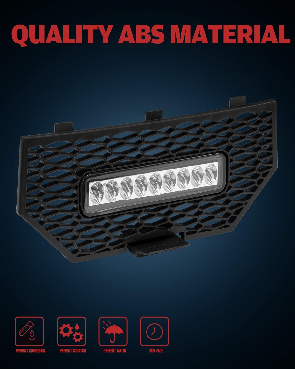 Black Front Mesh Grill with LED Light Bar, Pack of 2 V848415
