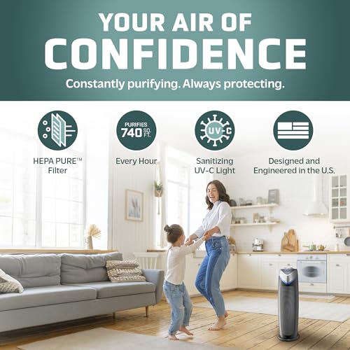 4-In-1 HEPA Air Purifier 22" Tower Gray H160